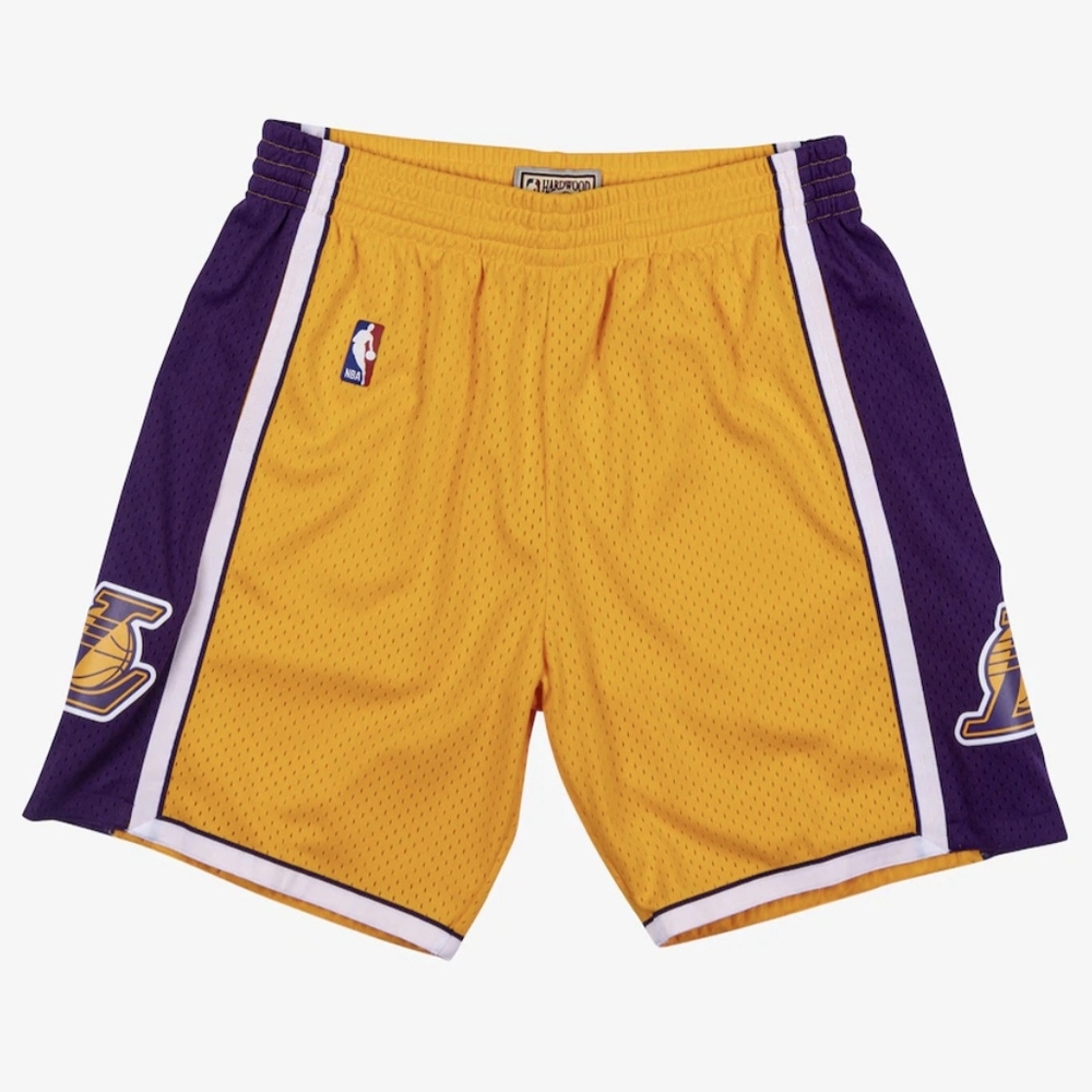 NEW Mitchell & Ness Men's L Lakers Hardwood Classics Swingman Gold NBA Shorts